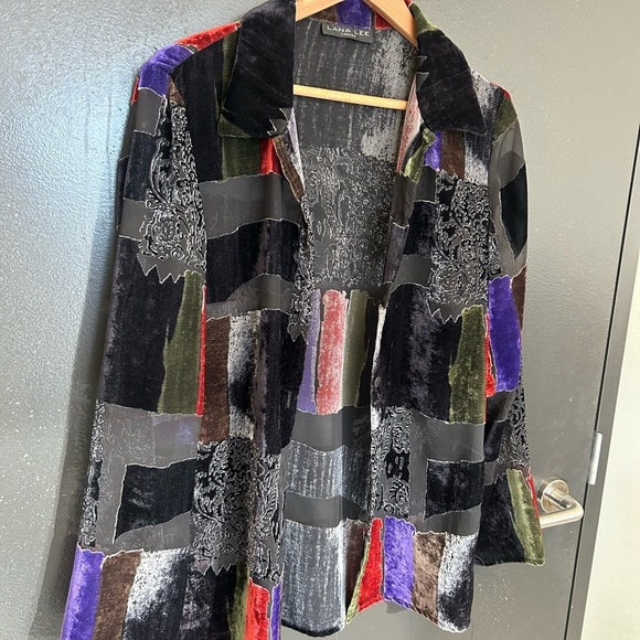 Lana Lee 2 piece shirt/skirt size 10 in excellent condition sheer/velour effect - Picture 5 of 12